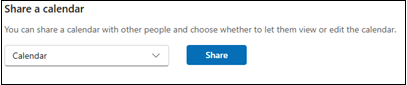 Select calendar to share window