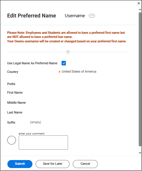 Change back to legal name.