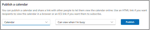 Publish a calendar window